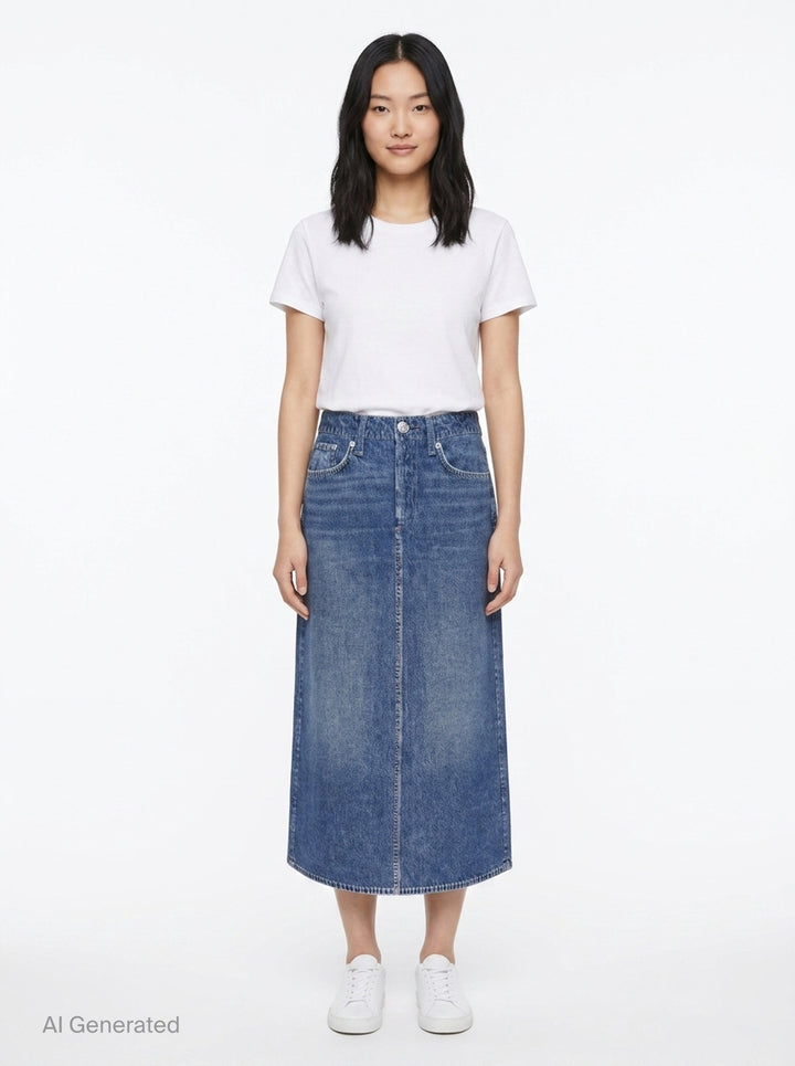 Miramar Denim Midi Skirt | rag & bone | Club21 - front