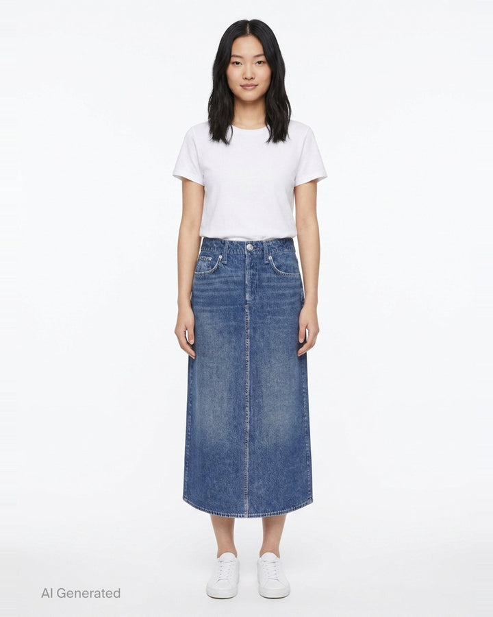 Miramar Denim Midi Skirt | rag & bone | Club21 - front