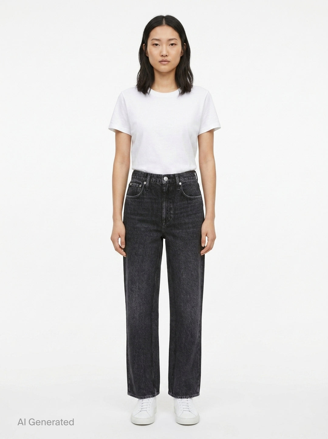 rag & bone Miramar Wide Leg Jeans in washed black denim with a high-rise waist, five-pocket styling, and silver-tone hardware, shown flat on a white background - front