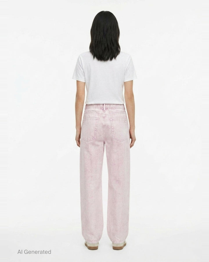 rag & bone Miramar Wide Pull-On Jeans in light indigo wash, featuring a relaxed wide-leg silhouette, pull-on waistband, and five-pocket construction with vintage sun-bleached fading - back