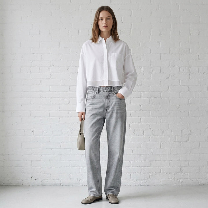 rag & bone Miramar Wide Pull-On Jeans in light indigo wash, featuring a relaxed wide-leg silhouette, pull-on waistband, and five-pocket construction with vintage sun-bleached fading - lifestyle