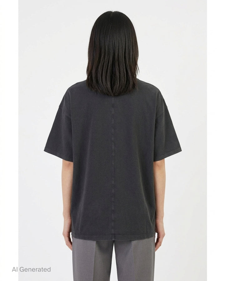 rag & bone Rodeo Star Alex Tee in washed black with distressed Rodeo Star lettering and star graphic on the chest - back