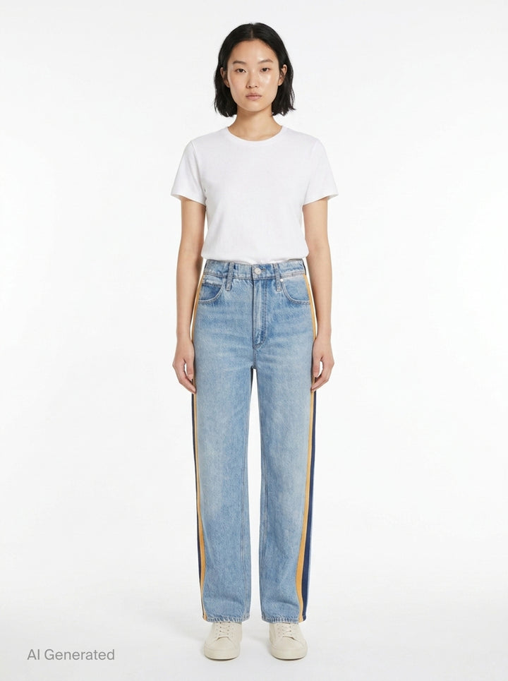 Side Stripe Wide Leg Jeans | rag & bone | Club21 - front