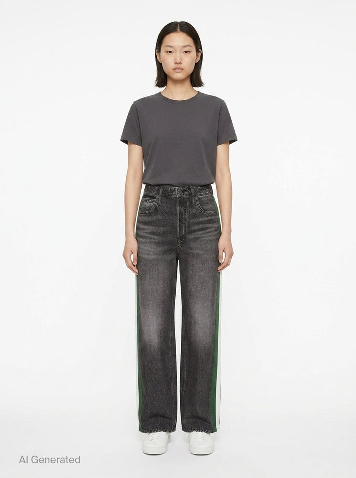Side Stripe Wide Leg Jeans | rag & bone | Club21 - front