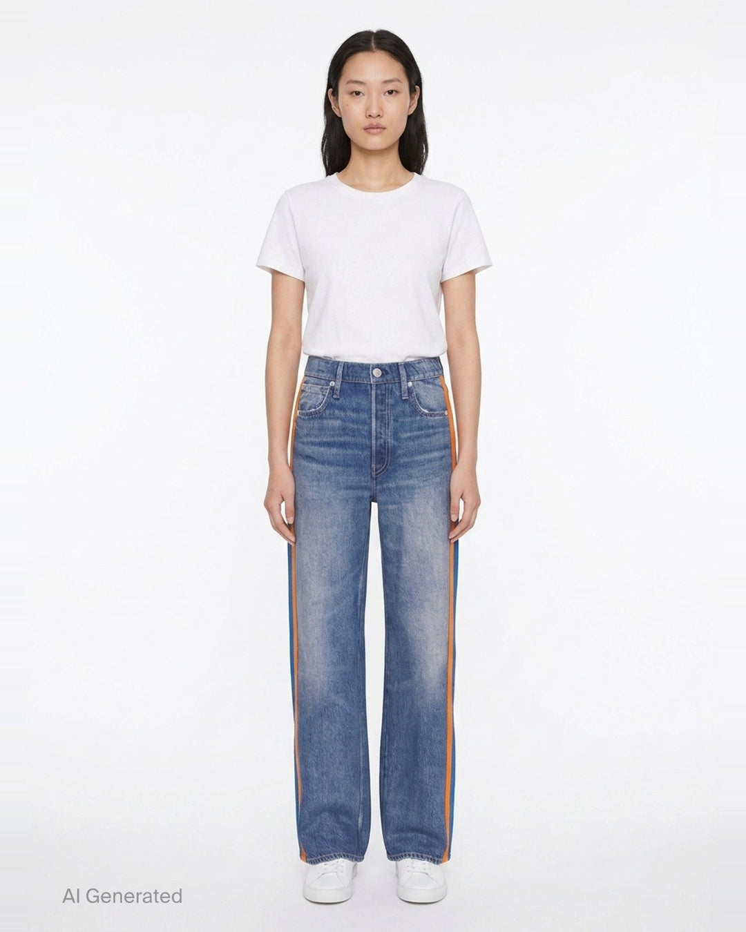 Side Stripe Wide Leg Jeans | rag & bone | Club21 - front