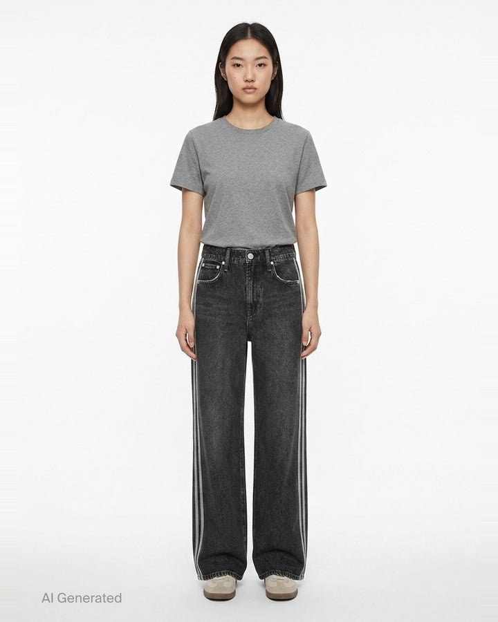 Side Stripe Wide Leg Jeans | rag & bone | Club21 - front