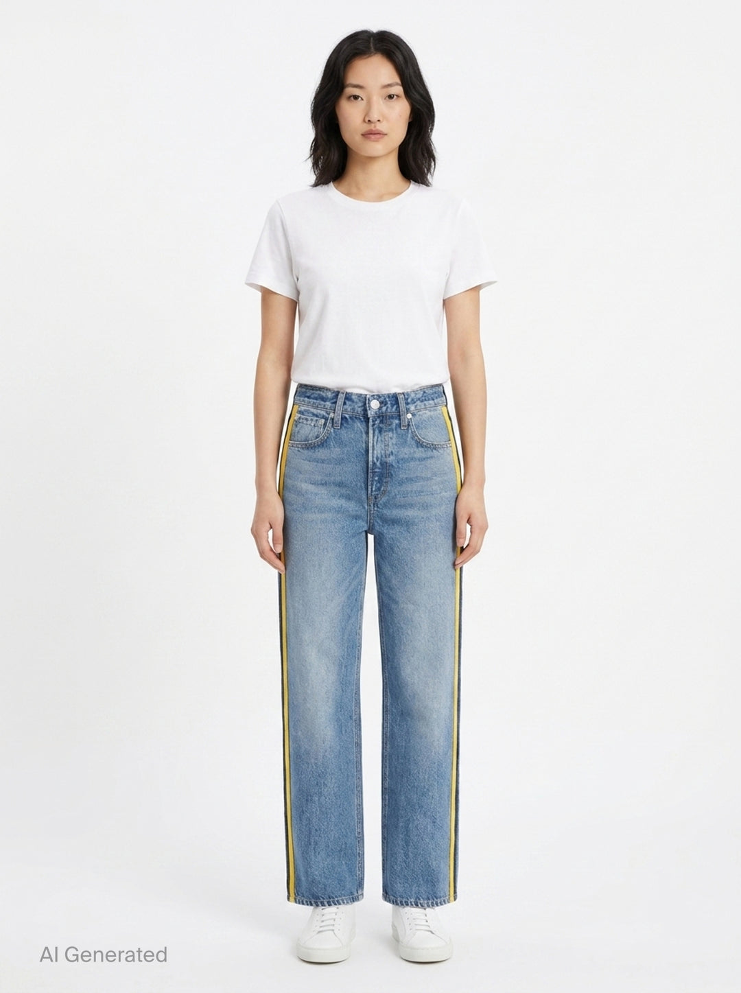 Side Stripe Wide Leg Jeans | rag & bone | Club21 - front