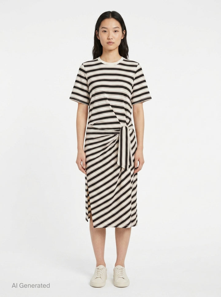 Slub Stripe Midi Dress | rag & bone | Club21 - front