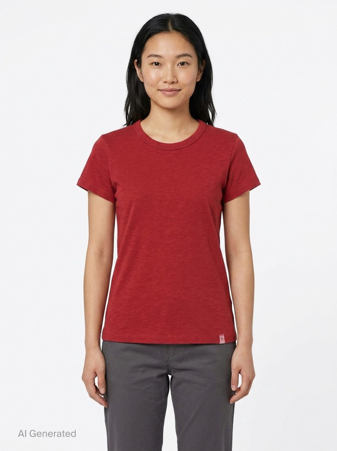 rag & bone Slub Tee in red, featuring a crew neckline, short sleeves, and slub cotton texture — front view - front