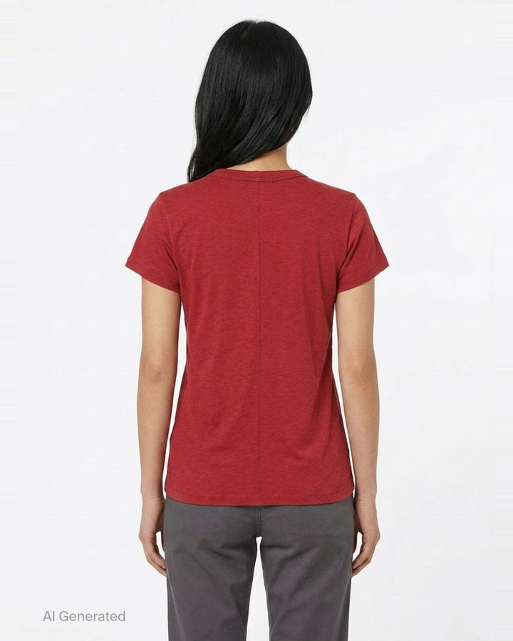 rag & bone Slub Tee in red, featuring a crew neckline, short sleeves, and slub cotton texture — front view - back