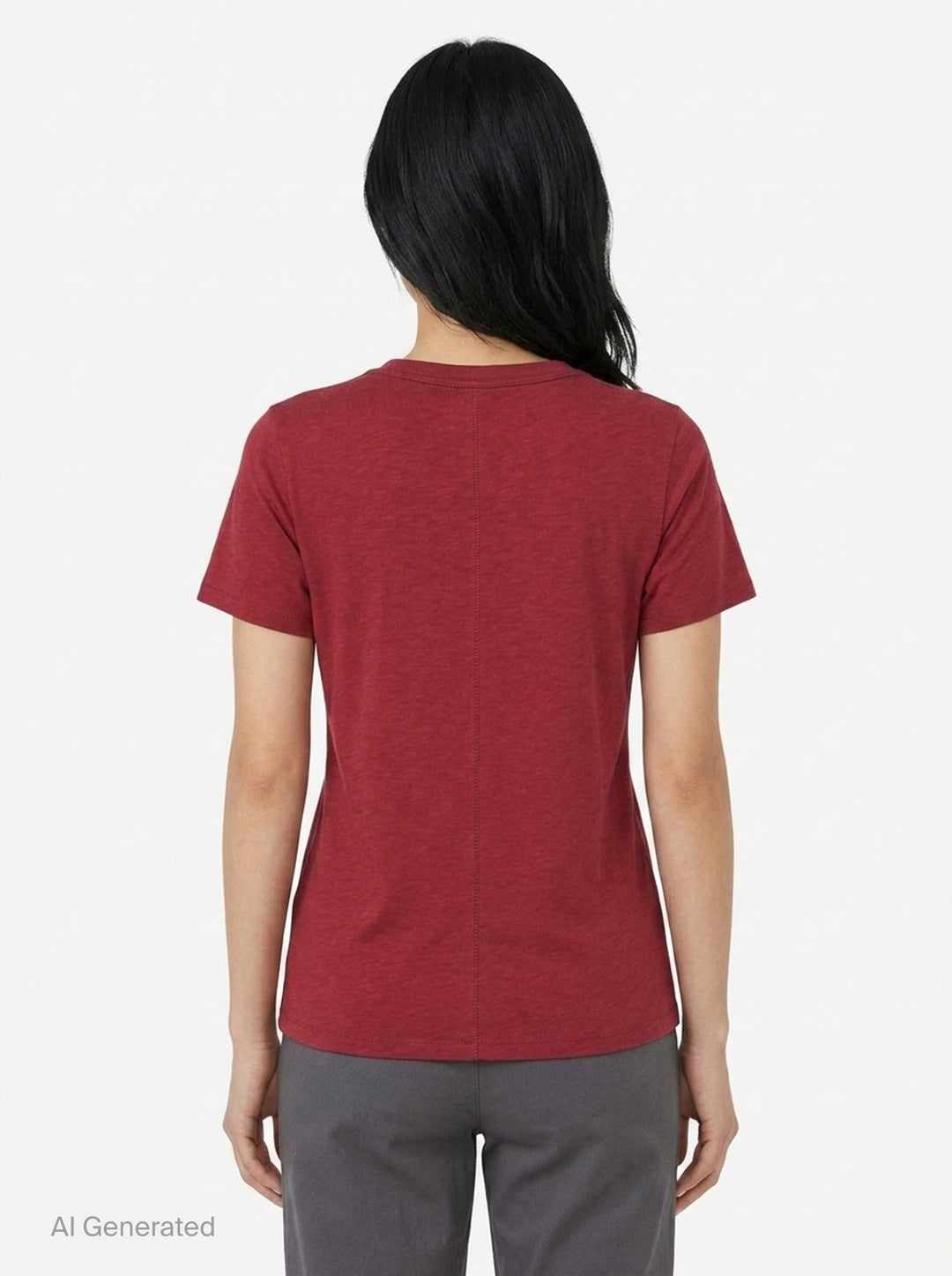 rag & bone Slub V-Neck Tee in light blue, featuring a deep V-neckline with tonal ribbed trim and short sleeves, photographed flat on a white background - back