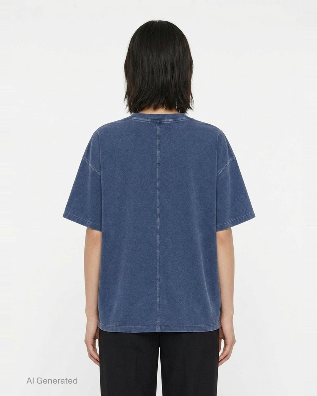 rag & bone University Alex Tee in washed navy, featuring a distressed arched collegiate graphic print reading 'RAG & BONE NYC', relaxed oversized fit with a crewneck collar and short sleeves - back