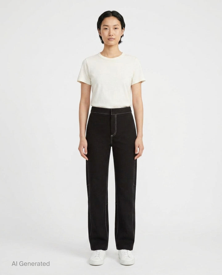 Vito Ponte Cropped Contrast Stitch Pants | rag & bone | Club21 - front