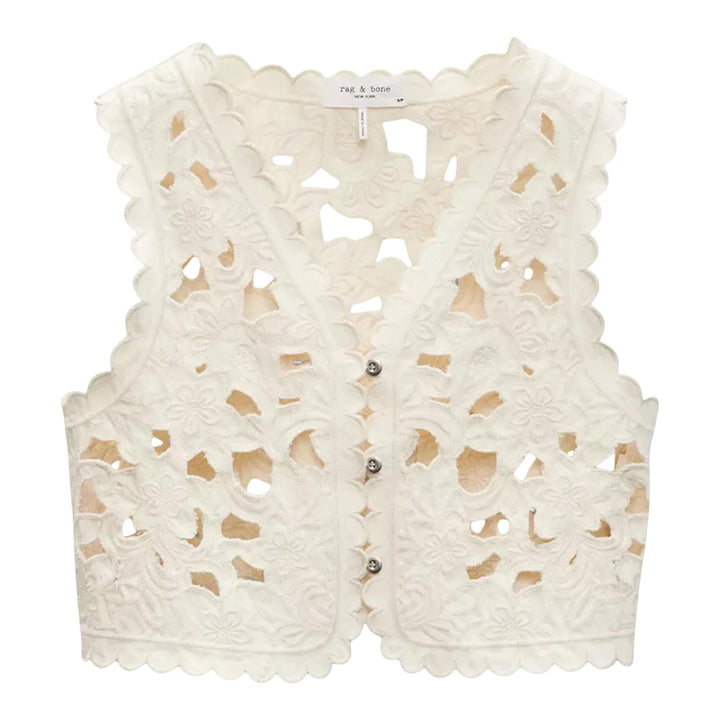 Club21 - rag & bone - Coralie Floral Cutout Vest - VESTS - White