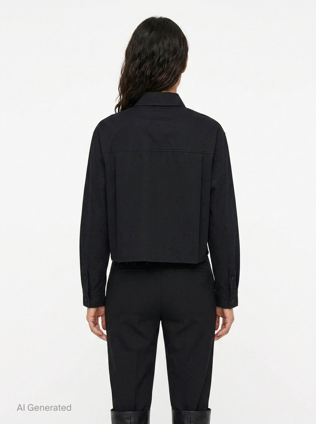 Cropped Raw Hem Button Shirt | RE;CODE | Club21 - back