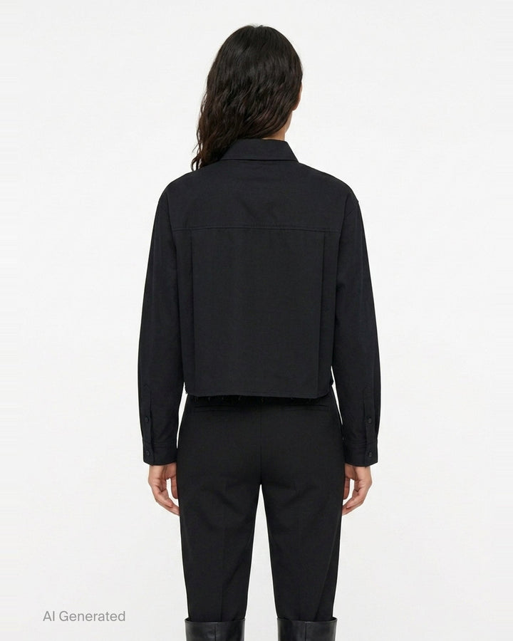 Cropped Raw Hem Button Shirt | RE;CODE | Club21 - back