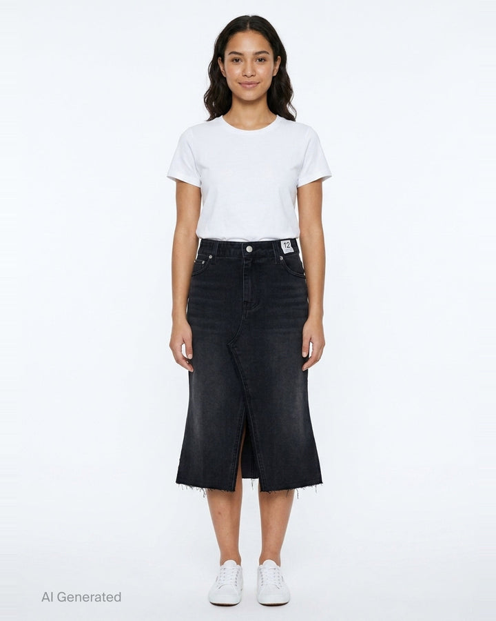Inside-Out Denim Skirt | Re;Code | Club21 - front