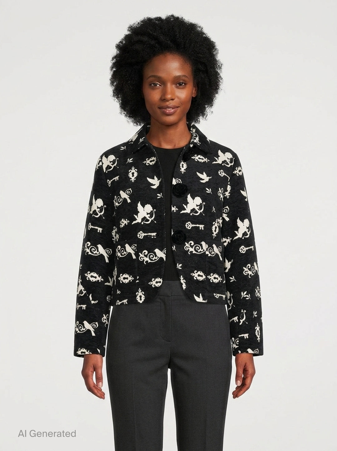 Cupid Print Cropped Jacket | Renli Su | Club21 - front