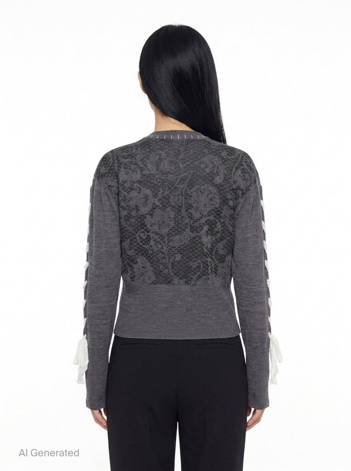 Floral Lace Panel Long Sleeve Cardigan | Renli Su | Club21 - back