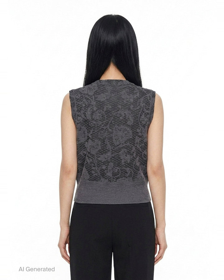 Knit Floral Lace Vest | Renli Su | Club21 - back