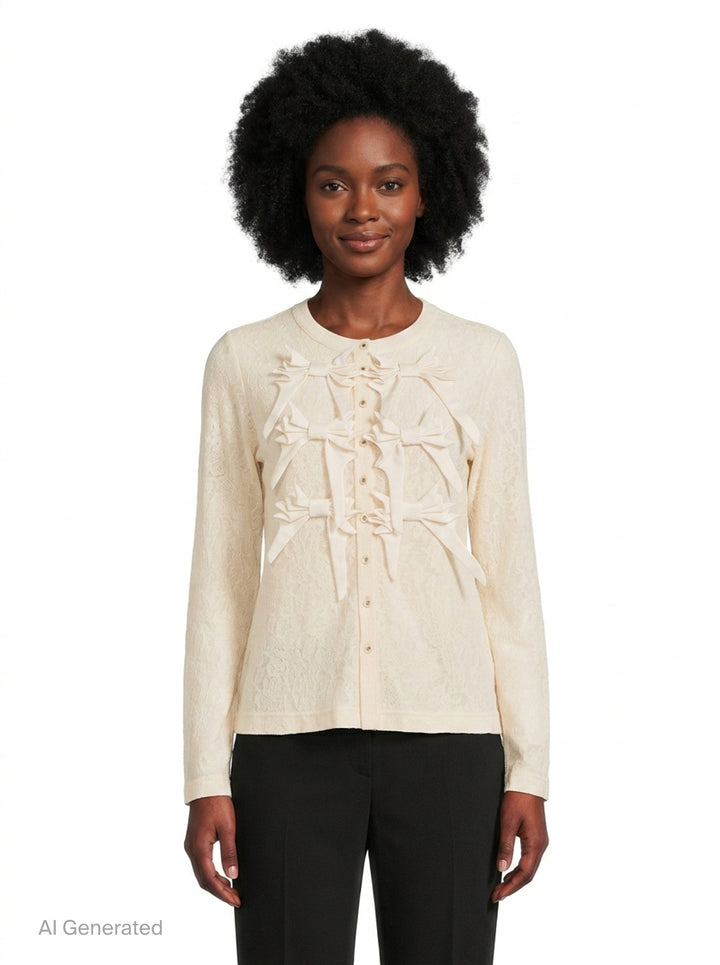 Long Sleeve Bow Cardigan | Renli Su | Club21 - front