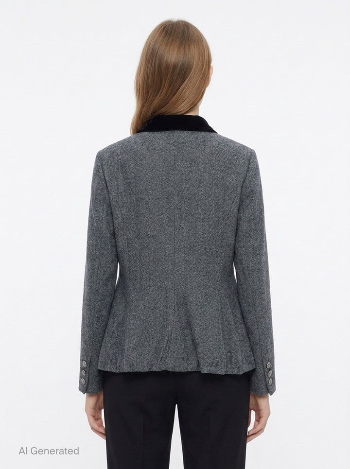 Relaxed Fit Herringbone Jacket | Renli Su | Club21 - back