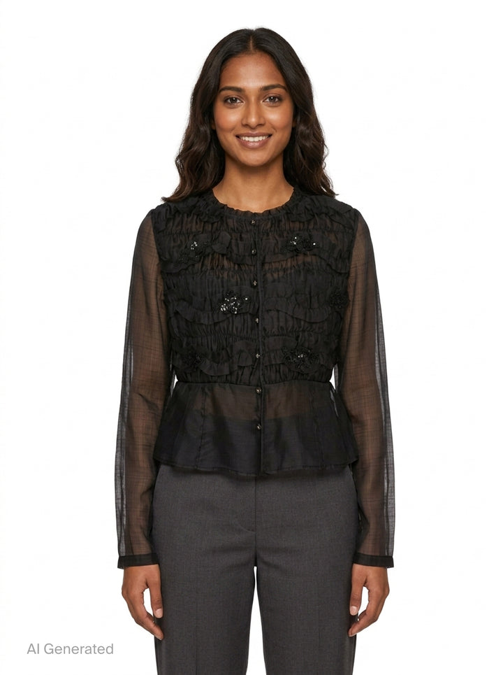 Silk Long Sleeve Blouse | Renli Su | Club21 - front