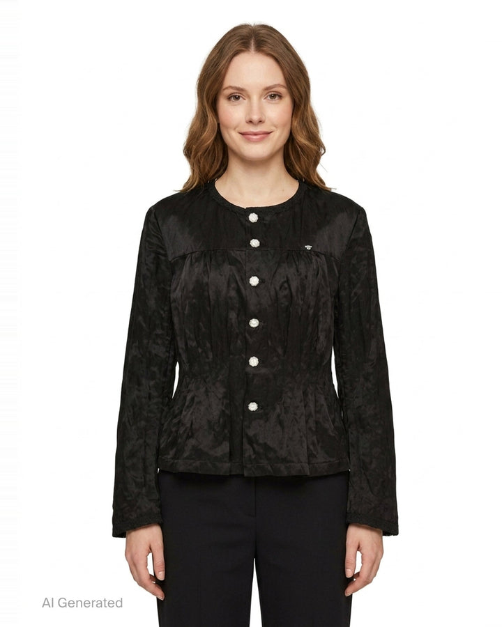Silk Long Sleeve Waisted Jacket | Renli Su | Club21 - front