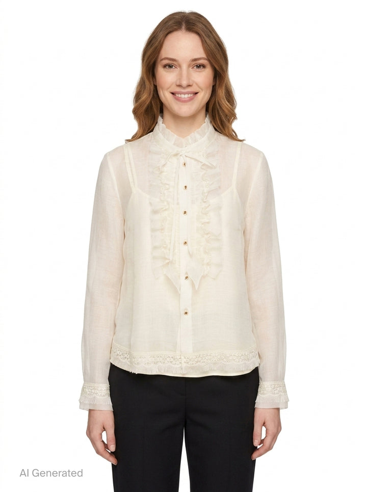 Silk Sheer Long Sleeve Shirt | Renli Su | Club21 - front