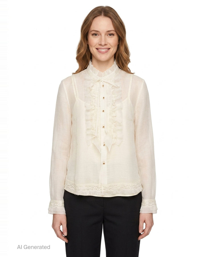 Silk Sheer Long Sleeve Shirt | Renli Su | Club21 - front
