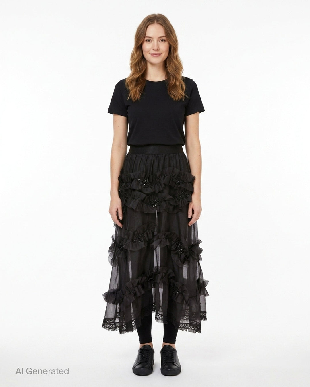 Silk Sheer Ruffled Skirt | Renli Su | Club21 - front