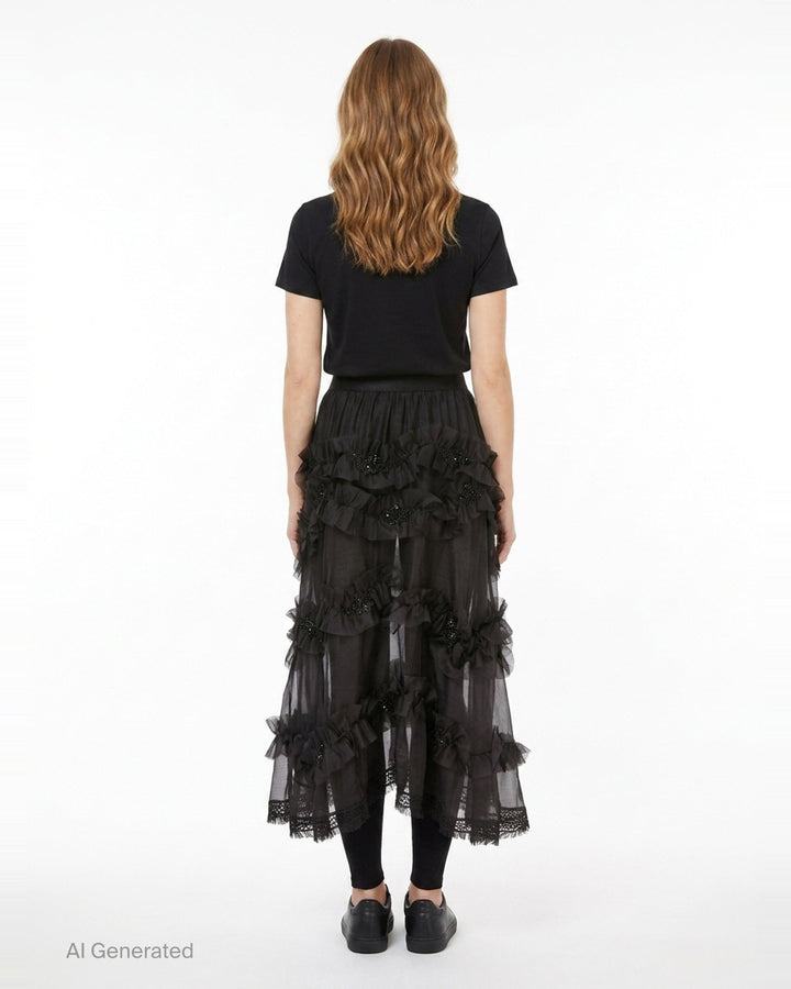 Silk Sheer Ruffled Skirt | Renli Su | Club21 - back