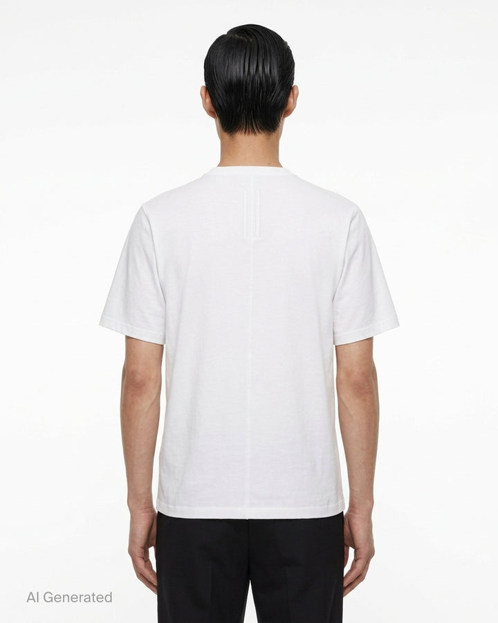 Rick Owens Brad T short sleeve crewneck tee in double cotton jersey, front view - back