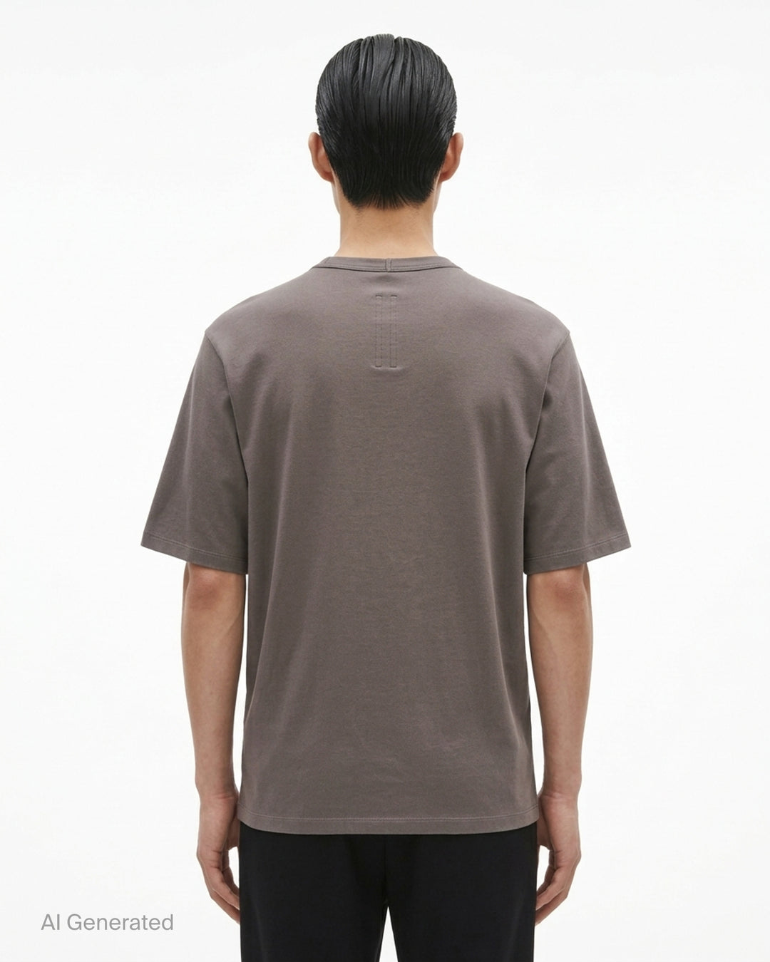 Rick Owens Brad T short sleeve crewneck tee in double cotton jersey, front view - back