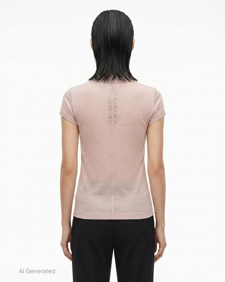 Cropped Wool Silk Jersey Tee | Rick Owens | Club21 - back