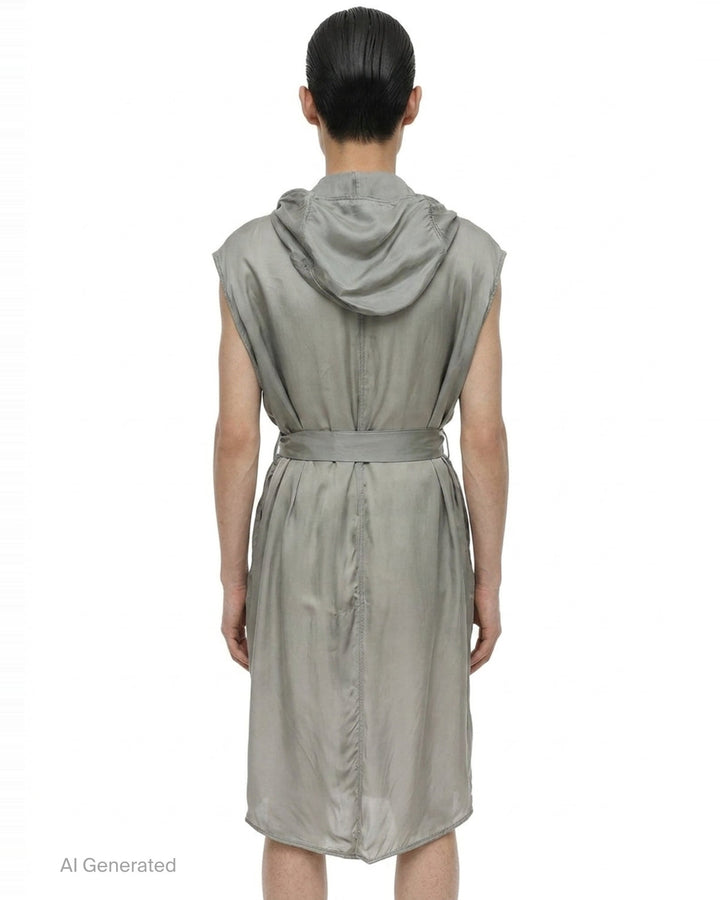 Hooded Belted Sleeveless Coat | Rick Owens | Club21 - back