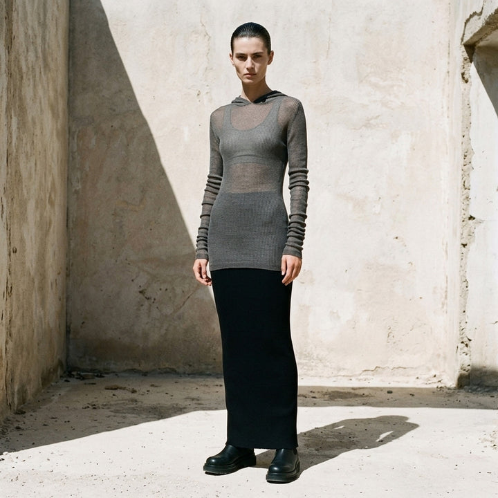 Hooded Long Sleeve Ribbed Tee | Rick Owens | Club21 - lifestyle