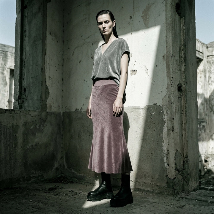 Knee Bias Velvet Skirt | Rick Owens | Club21 - lifestyle