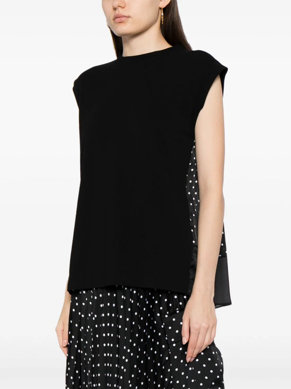 sacai-Polka-Dot-Print-Cotton-Jersey-Tee-Black-4