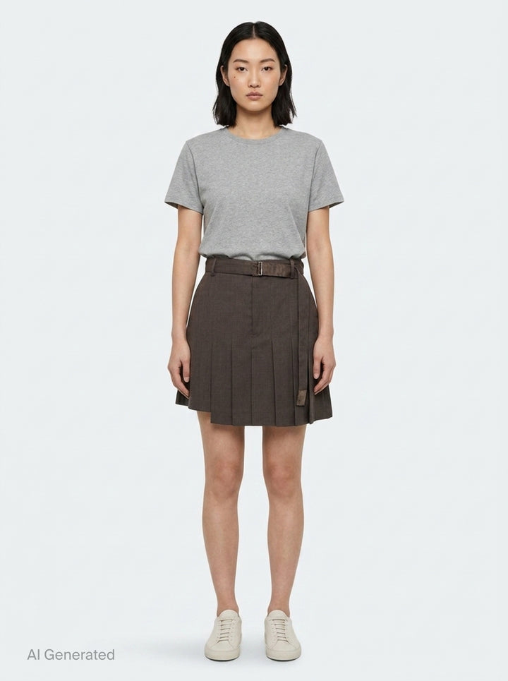 Belted Pleated Suiting Shorts | sacai | Club21 - front