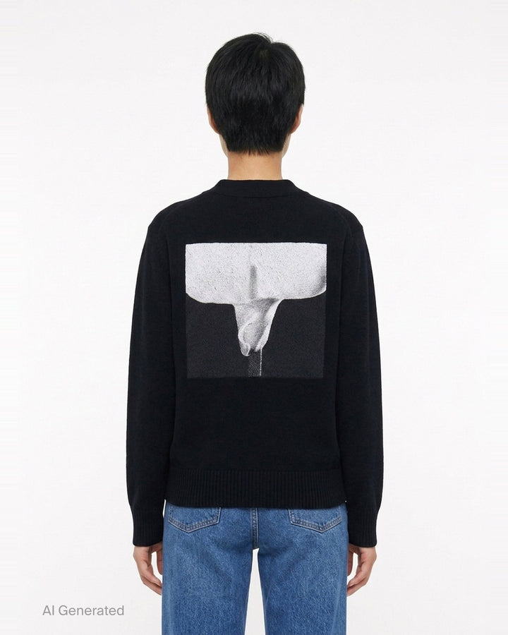 Black Button-Up Cardigan | sacai | Club21 - back