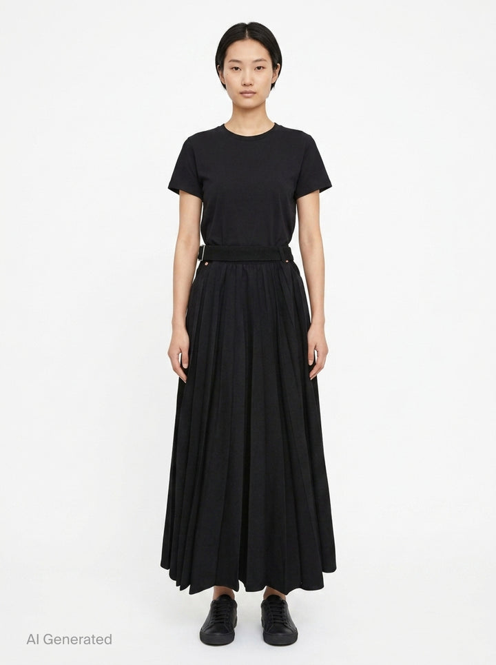 Black Pleated Maxi Skirt | sacai | Club21 - front
