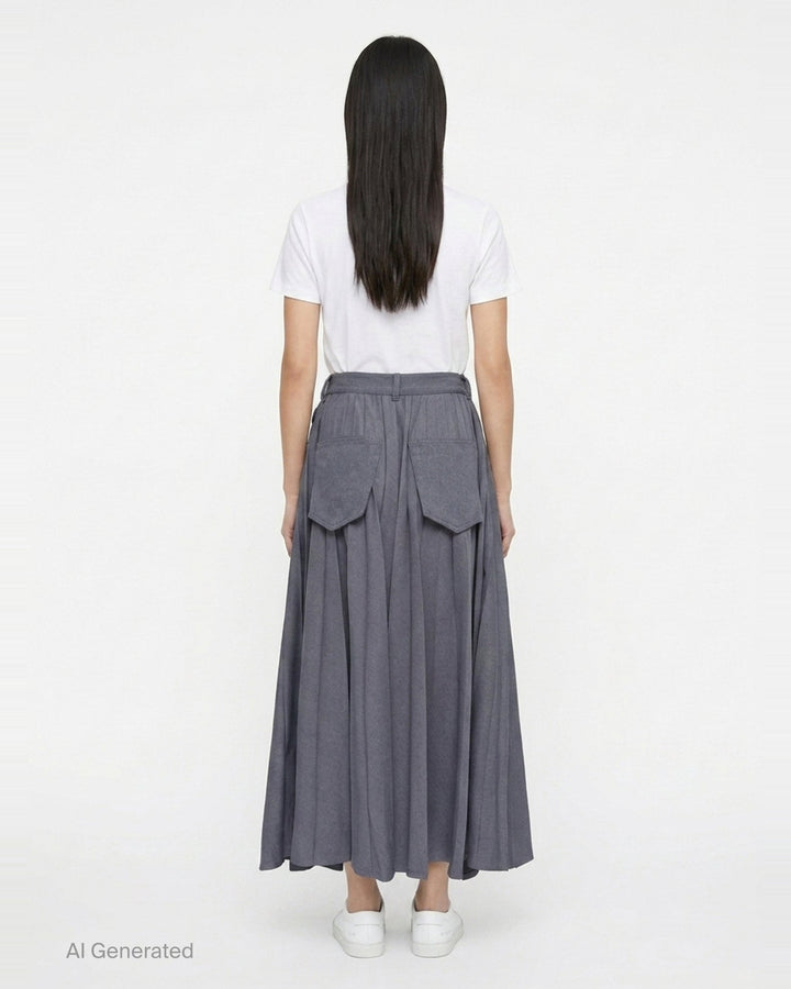 Black Pleated Maxi Skirt | sacai | Club21 - back