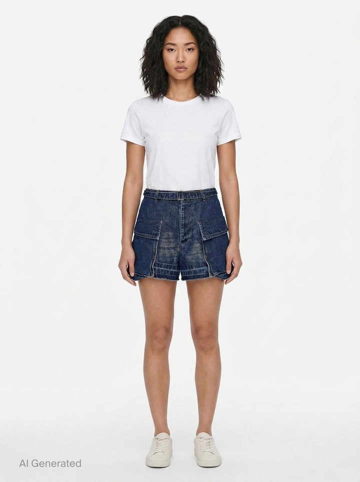 Cargo Denim Shorts | sacai | Club21 - front