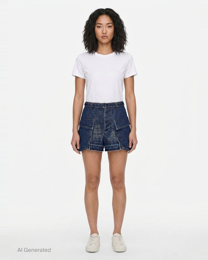 Cargo Denim Shorts | sacai | Club21 - front