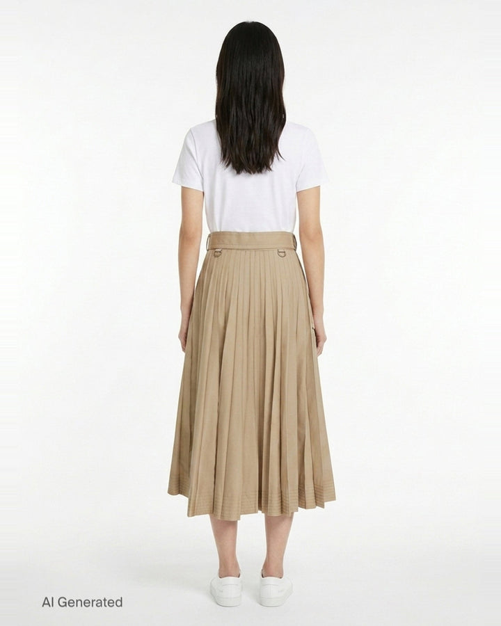 Cotton Gabardine Pleated Skirt | sacai | Club21 - back
