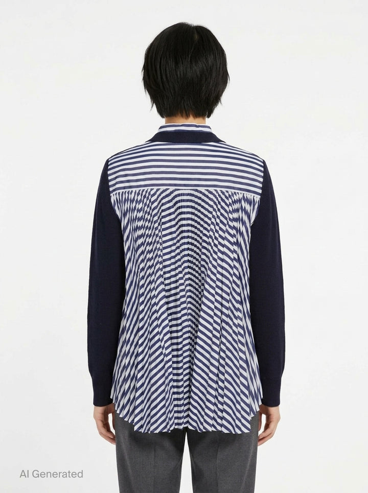 Cotton Knit Poplin Cardigan | sacai | Club21 - back