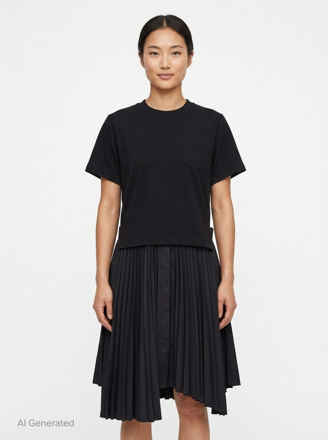 Cotton Poplin Jersey Combo Dress | sacai | Club21 - front
