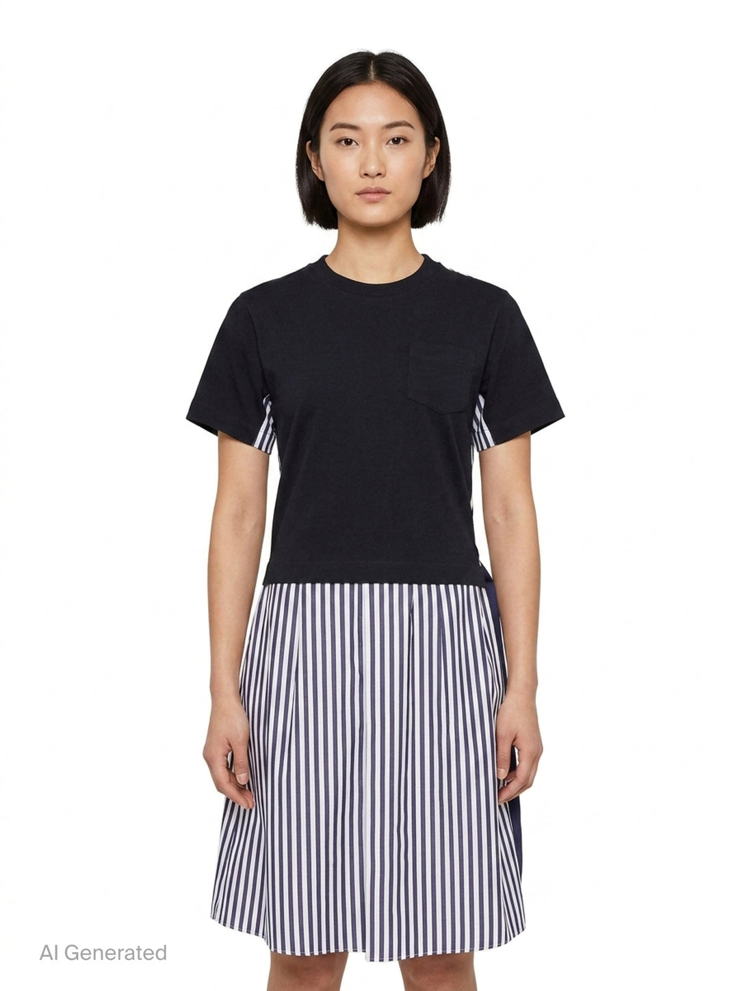Cotton Poplin Jersey Dress | sacai | Club21 - front