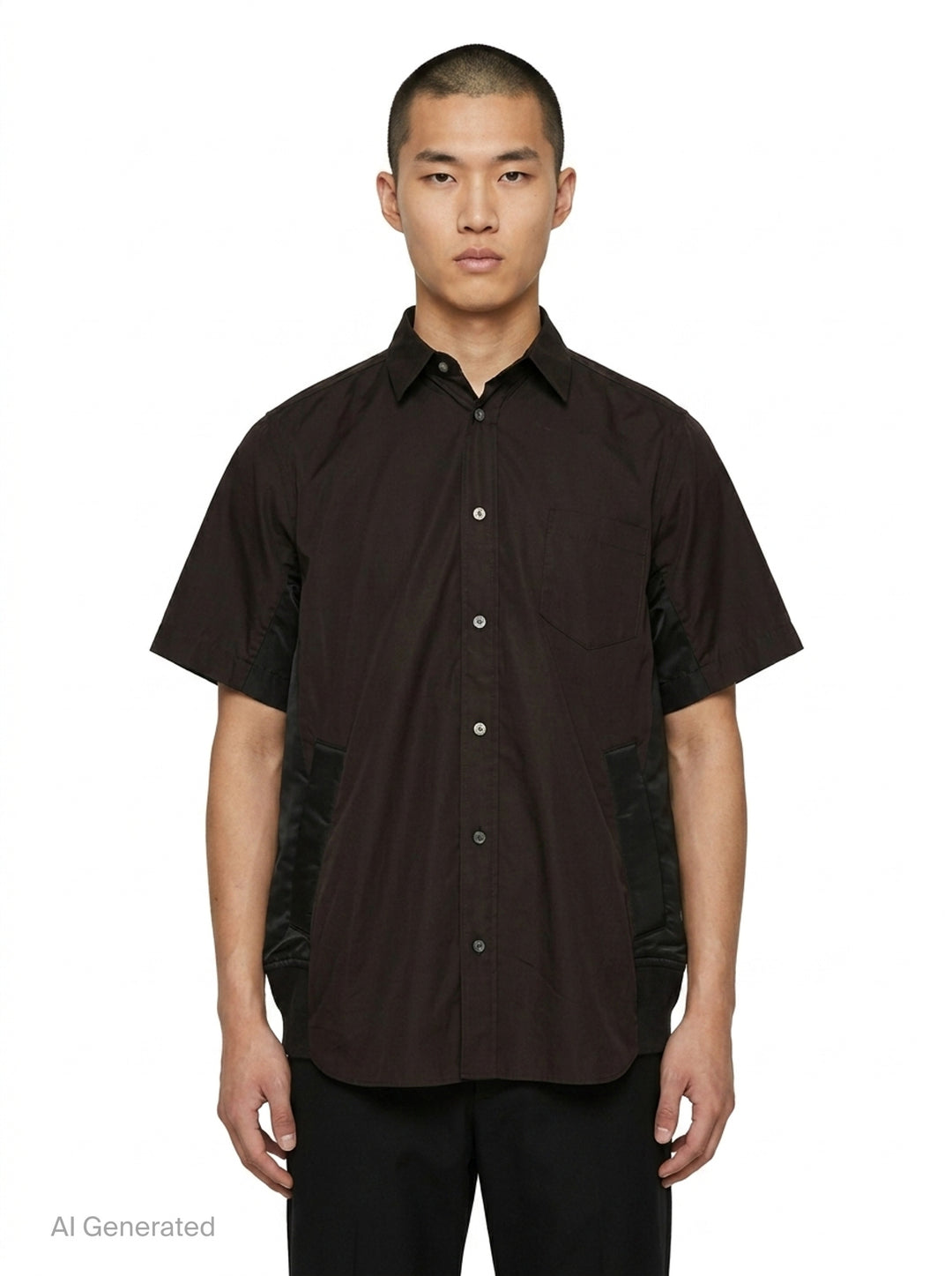 Cotton Poplin Mixed Media Shirt | sacai | Club21 - front
